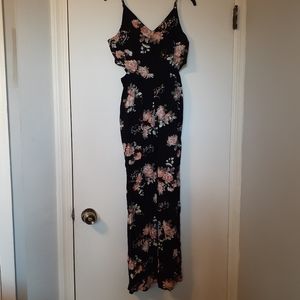 Black floral cutout maxi dress